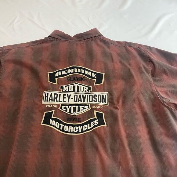 Harley Davidson Motorcycle Embroidered Plaid Button Up Shirt Size XXL - Picture 7 of 8